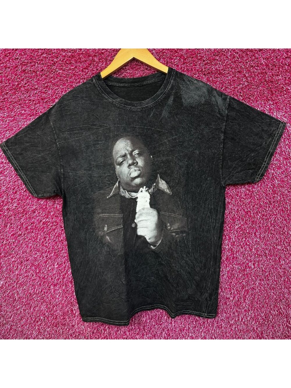 Notorious BIG Mineral Wash Rap Tshirt size black tee Large